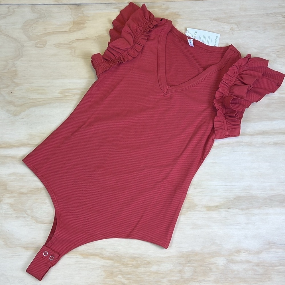Ruffle Trim Bodysuit Size M